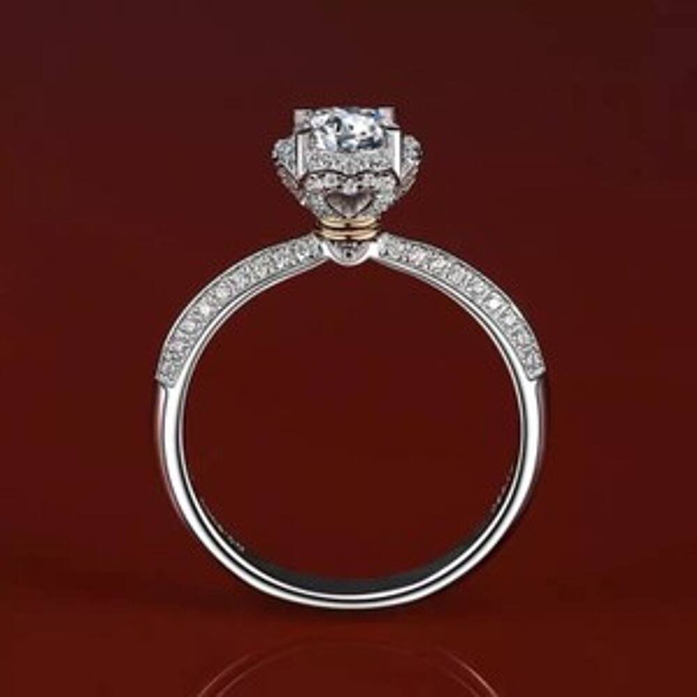 14ktwg plated sterling silver Certified 1.00ctw Moissanite Ring
